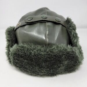 Vintage YA Hunter Green Hat Snap Up Ear Muffs Hunting Aviator Bomber Hat